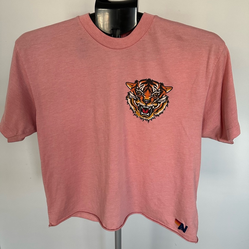 Rare, Aviator Nation, tiger T-shirt, peach, pink, medium shirt